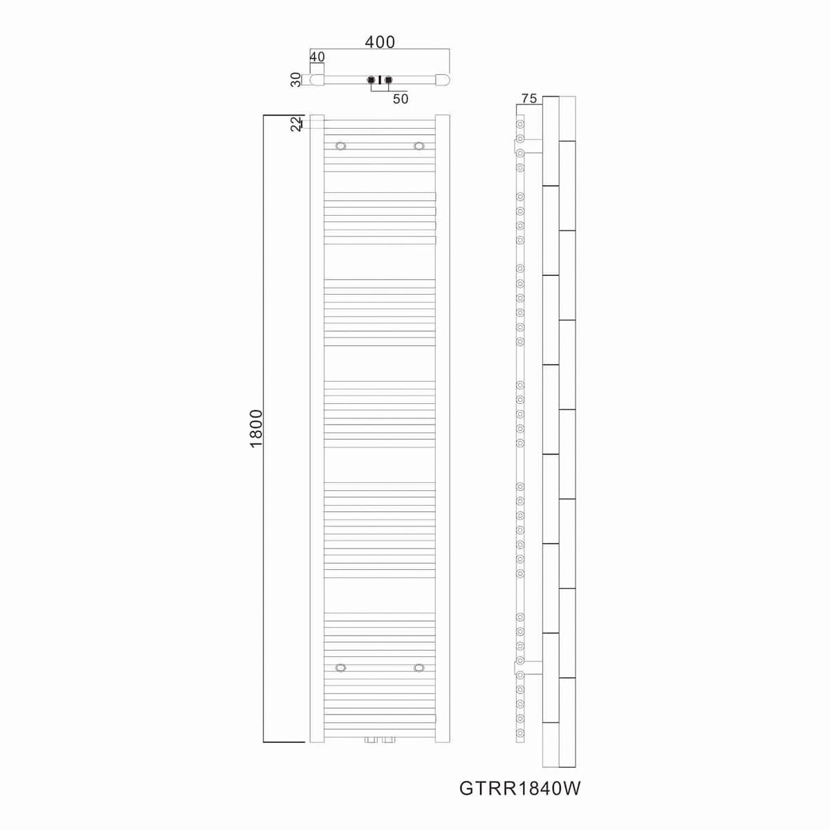 SONNI Badheizkörper Heizkörper Handtuchtrockner Handtuchwärmer Mittelanschluss 1800*400mm Weiß ohne/mit Multiblock