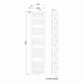 SONNI Badheizkörper Heizkörper Handtuchtrockner Handtuchwärmer Mittelanschluss 1800*400mm Weiß ohne/mit Multiblock