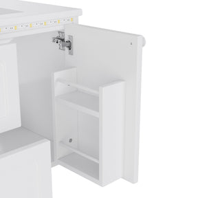 SONNI Waschtisch mit Waschbecken, wandhängender Badschrank mit LED Radarsensor Beleuchtung 2 Schubladen leisen Gleitschienen 76 x 46 x 51 cm Weiß