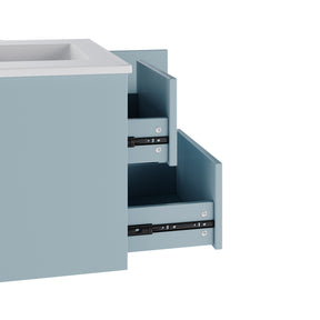 SONNI Waschtisch mit Waschbecken, wandhängender Badschrank mit LED Radarsensor Beleuchtung 2 Schubladen leisen Gleitschienen 76 x 46 x 51 cm Weiß