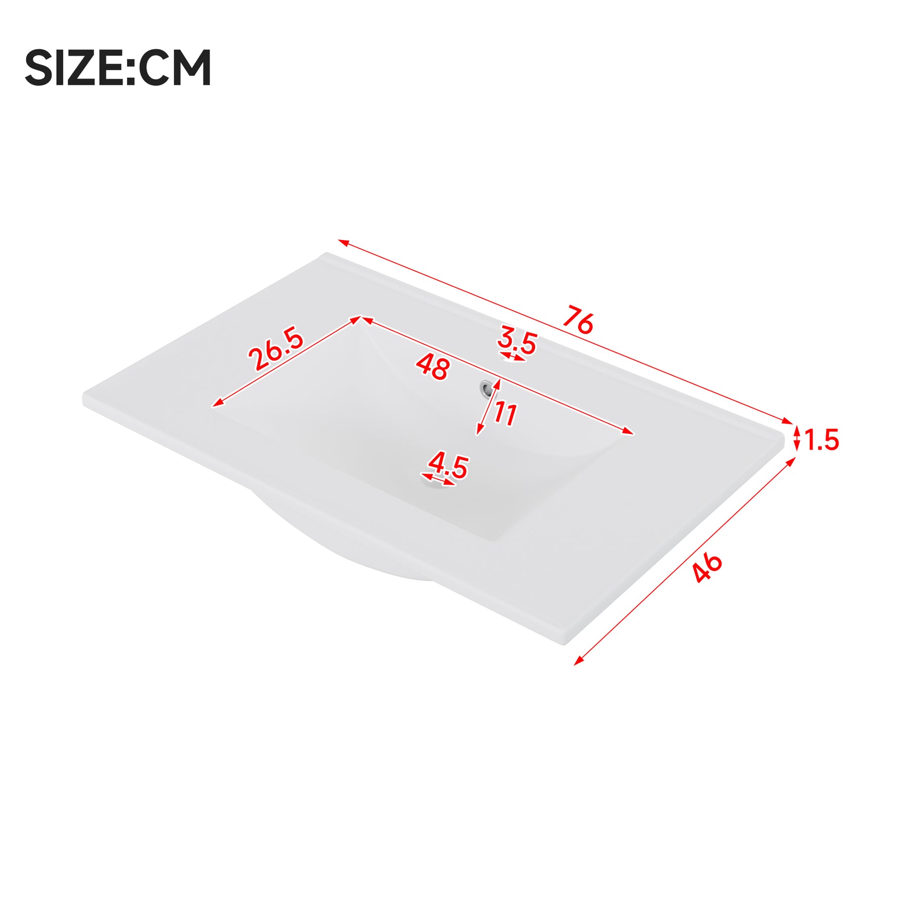 SONNI Waschtisch mit Waschbecken, wandhängender Badschrank mit LED Radarsensor Beleuchtung 2 Schubladen leisen Gleitschienen 76 x 46 x 51 cm Weiß
