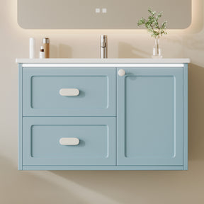 SONNI Waschtisch mit Waschbecken, wandhängender Badschrank mit LED Radarsensor Beleuchtung 2 Schubladen leisen Gleitschienen 76 x 46 x 51 cm Weiß