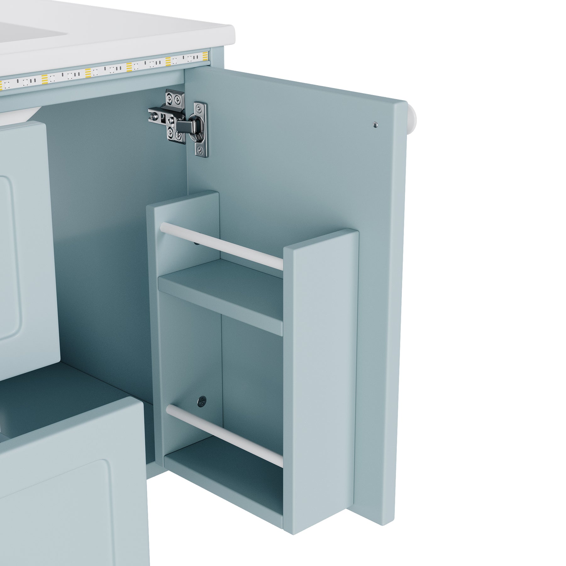 SONNI Waschtisch mit Waschbecken, wandhängender Badschrank mit LED Radarsensor Beleuchtung 2 Schubladen leisen Gleitschienen 76 x 46 x 51 cm Weiß