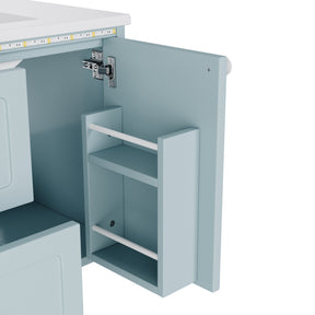 SONNI Waschtisch mit Waschbecken, wandhängender Badschrank mit LED Radarsensor Beleuchtung 2 Schubladen leisen Gleitschienen 76 x 46 x 51 cm Weiß