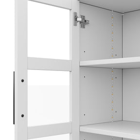 SONNI Badezimmerschrank mit LED Beleuchtung, Aufbewahrungsschrank mit Doppel Glastüren 3 Schubladen und 2 Schränken verstellbaren Einlegeböden 72 x 35 x 170 cm Weiß