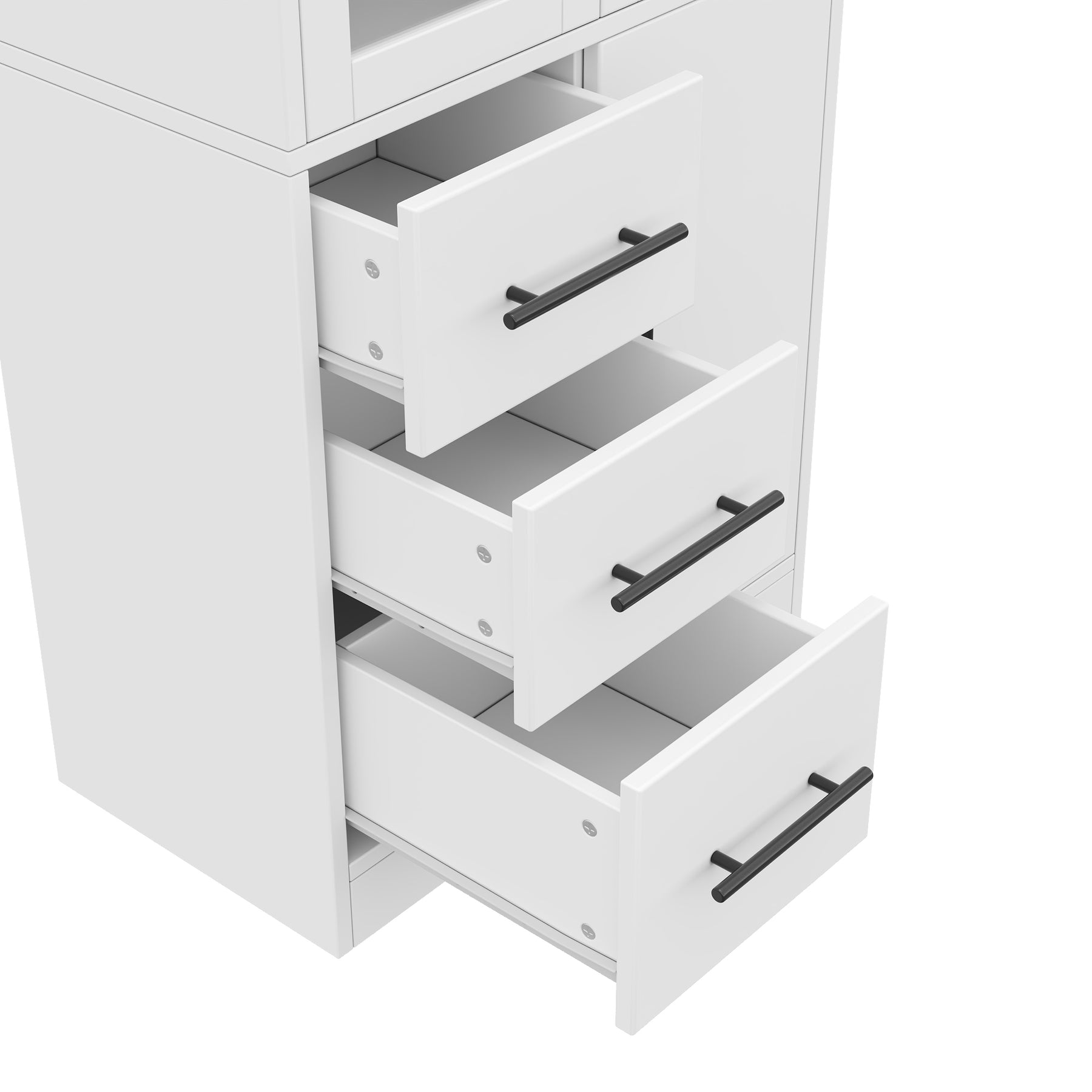 SONNI Badezimmerschrank mit LED Beleuchtung, Aufbewahrungsschrank mit Doppel Glastüren 3 Schubladen und 2 Schränken verstellbaren Einlegeböden 72 x 35 x 170 cm Weiß