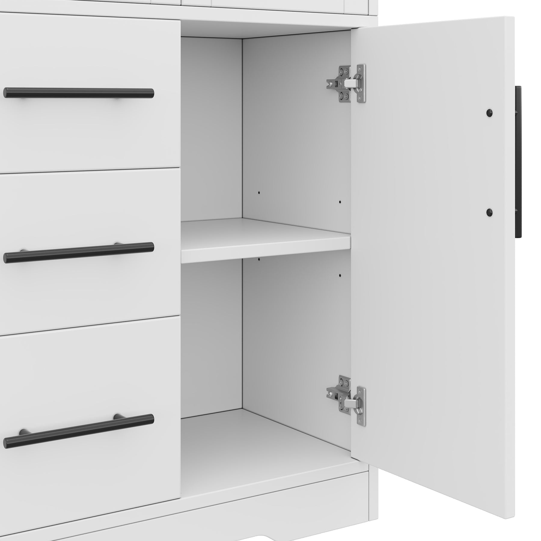 SONNI Badezimmerschrank mit LED Beleuchtung, Aufbewahrungsschrank mit Doppel Glastüren 3 Schubladen und 2 Schränken verstellbaren Einlegeböden 72 x 35 x 170 cm Weiß