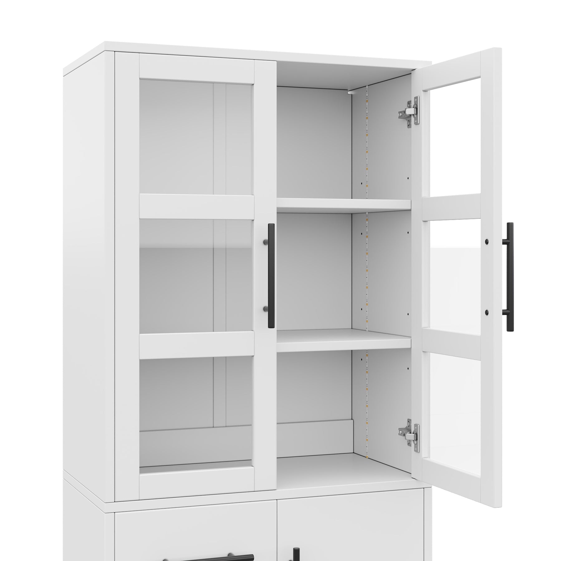 SONNI Badezimmerschrank mit LED Beleuchtung, Aufbewahrungsschrank mit Doppel Glastüren 3 Schubladen und 2 Schränken verstellbaren Einlegeböden 72 x 35 x 170 cm Weiß