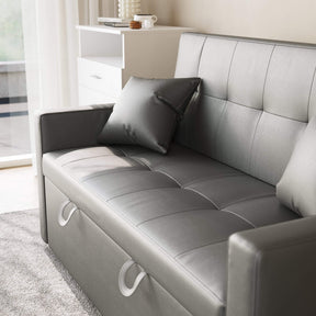 SONNI Sofa 140x94cm mit schlaffunktion, modernen Klein Schlafsofa Dunkelgrau, Bettsofa 2 Sitzer mit Kissen, Rückenlehnenwinkel verstellbar Superfaser Kunstleder