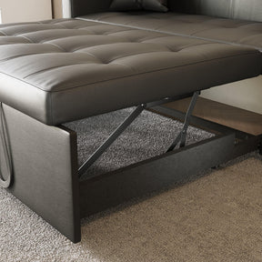 SONNI Sofa 140x94cm mit schlaffunktion, modernen Klein Schlafsofa Dunkelgrau, Bettsofa 2 Sitzer mit Kissen, Rückenlehnenwinkel verstellbar Superfaser Kunstleder