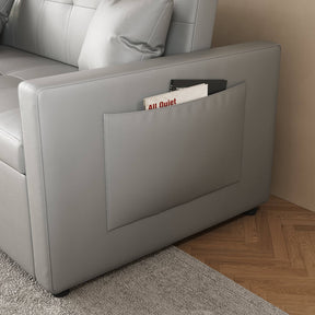 SONNI Sofa 140x94cm mit schlaffunktion, modernen Klein Schlafsofa Dunkelgrau, Bettsofa 2 Sitzer mit Kissen, Rückenlehnenwinkel verstellbar Superfaser Kunstleder