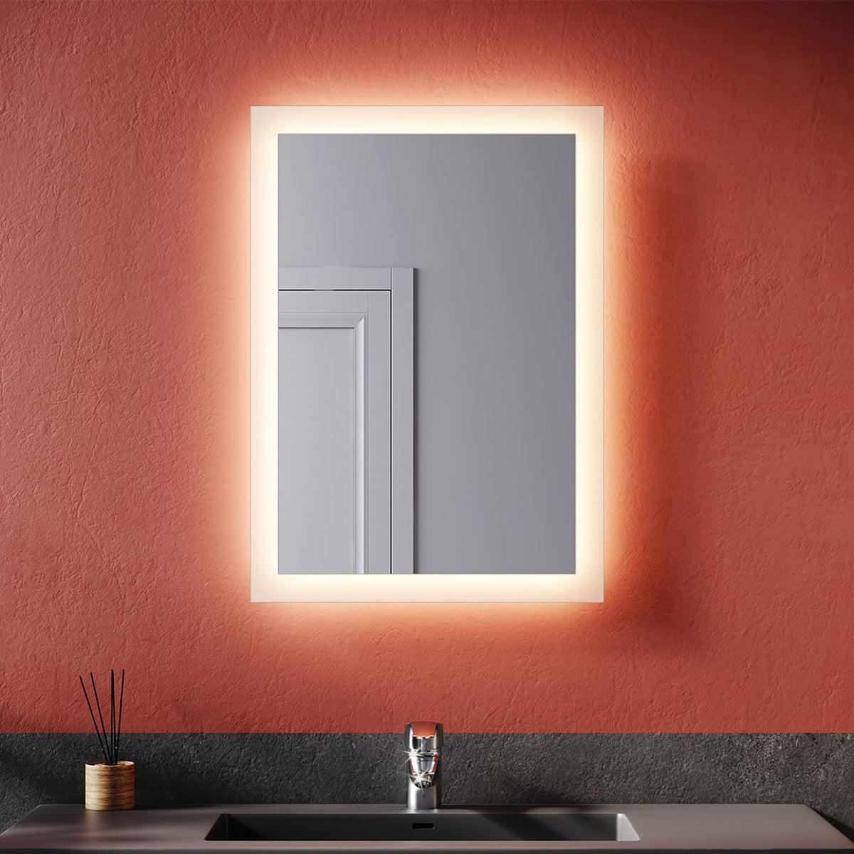 SONNI Badspiegel mit LED Beleuchtung Badezimmerspiegel Wandspiegel Lichtspiegel 50x70cm