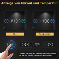 SONNI Badspiegel LED mit Beleuchtung Beschlagfrei Touch Schalter Mit dreifacher Lupe Mit Uhr Vergrößerungsspiegel 100x60cm