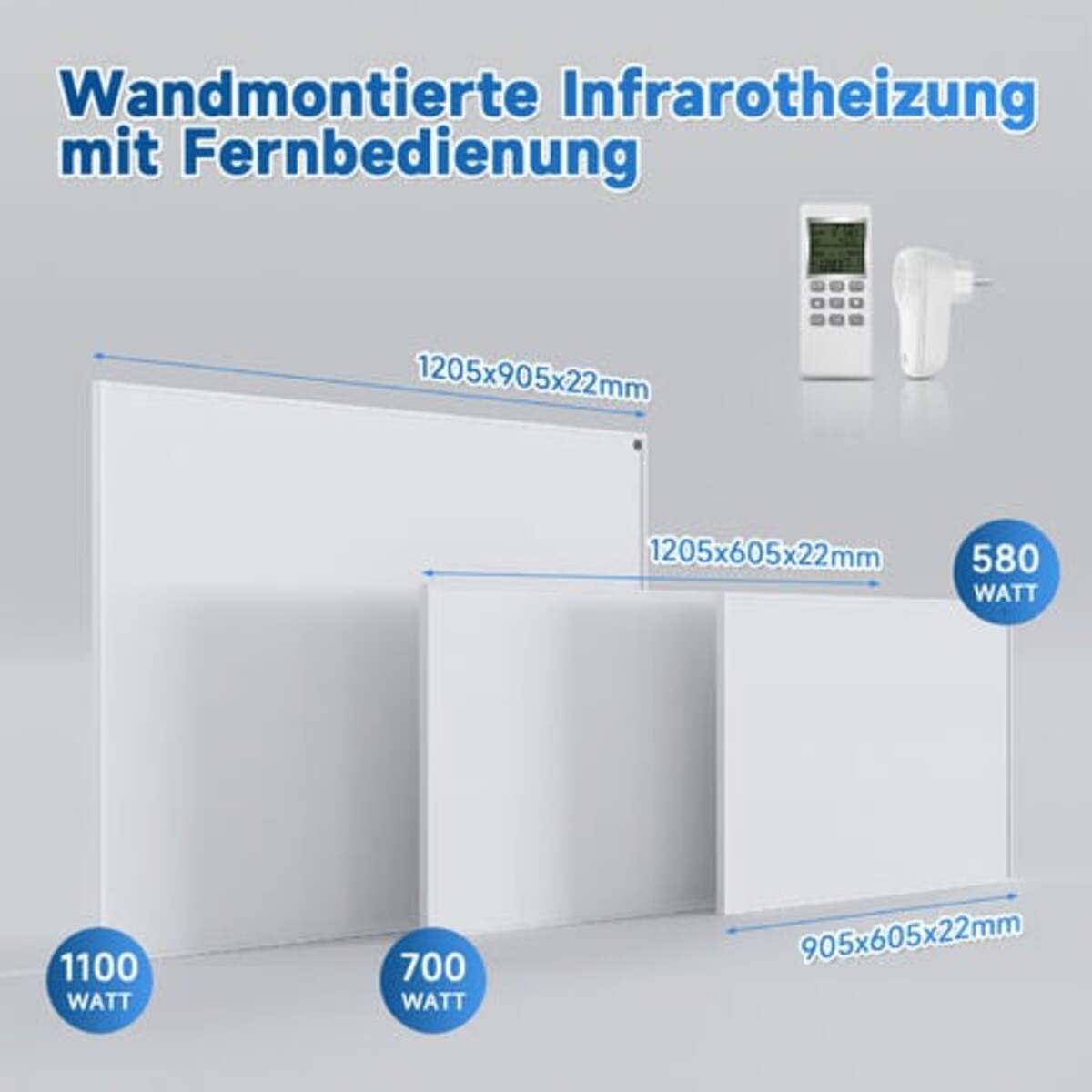 SONNI Infrarotheizung mit Fernbedienung Heizkörper elektrisch Wandheizung Elektroheizung Kohlenstoffkristall IP54 Überhitzungsschutz weiß ,mit/Ohne Fernbedienung