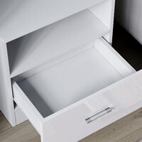 SONNI LED Nachttische mit Schublade Weiß Hochglanz Kommode Schlafzimmermöbel 450x350x465mm