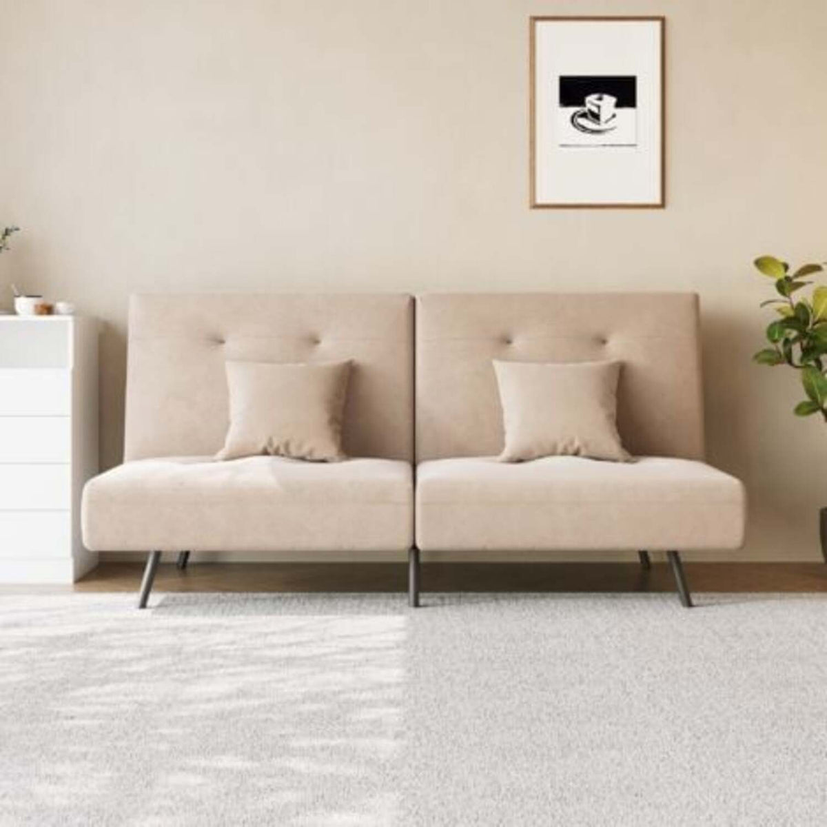 SONNI Schlafsofa 3-in-1, Klappbares Sofabett mit Verstellbarer Rückenlehne(100° 135° 180°), 2 Kissen, Schlaffunktion, Baby-Samt, Für Wohnzimmer, Gästezimmer & kleine Räume, Dunkelgrau, 180x89x78cm