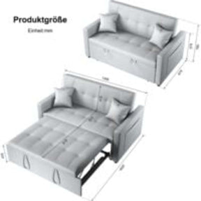 SONNI Schlafsofa 3 Sitzer, 203cm Ecksofa, Schlafcouch mit Seitentaschen, 186 × 110 cm Liegefläche, Klappbares L-förmiges Sofa für Wohnzimmer/Schlafzimmer/Büro, Modernes Polstersofa
