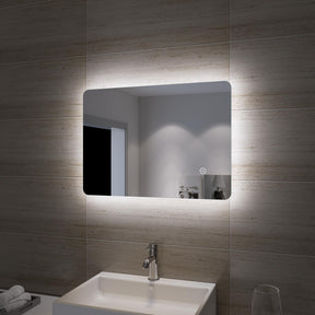 SONNI LED Badspiegel Lichtspiegel LED Spiegel Wandspiegel mit Touch-Schalter badspiegel mit Beleuchtung  Kaltweiß 6400K energiesparend 50x70 cm