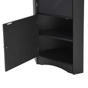 SONNI Badschrank Eckschrank mit 2 Ablagefächern, offenem Fach und verstellbarem Einlegeboden Badmöbel 36.5 x 36.5 x 155 cm Weiß