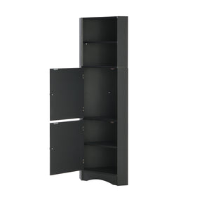 SONNI Badschrank Eckschrank mit 2 Ablagefächern, offenem Fach und verstellbarem Einlegeboden Badmöbel 36.5 x 36.5 x 155 cm Weiß