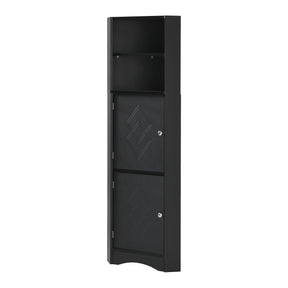 SONNI Badschrank Eckschrank mit 2 Ablagefächern, offenem Fach und verstellbarem Einlegeboden Badmöbel 36.5 x 36.5 x 155 cm Weiß
