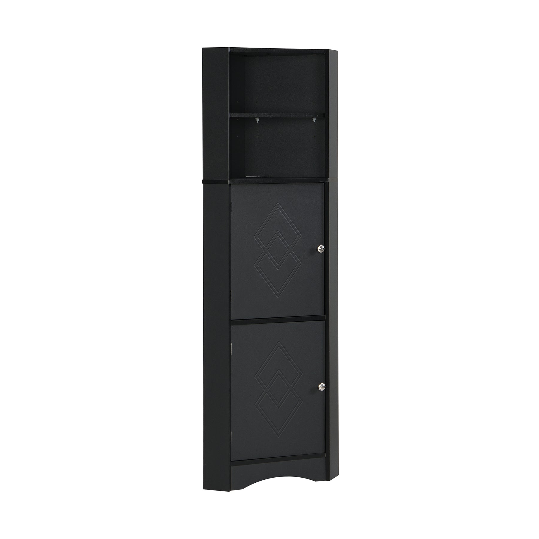 SONNI Badschrank Eckschrank mit 2 Ablagefächern, offenem Fach und verstellbarem Einlegeboden Badmöbel 36.5 x 36.5 x 155 cm Weiß