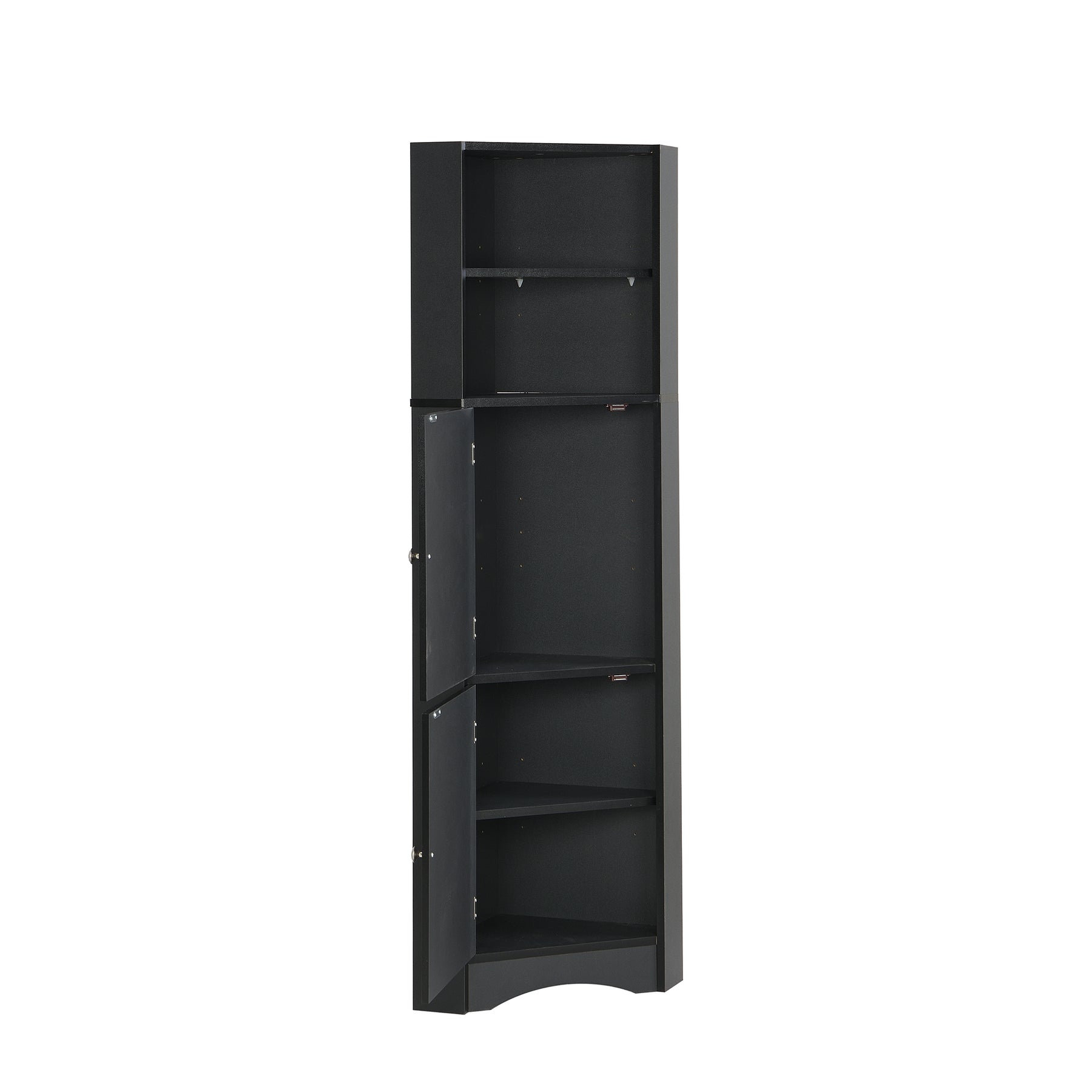SONNI Badschrank Eckschrank mit 2 Ablagefächern, offenem Fach und verstellbarem Einlegeboden Badmöbel 36.5 x 36.5 x 155 cm Weiß