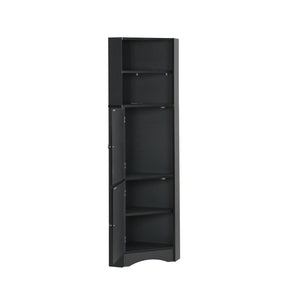 SONNI Badschrank Eckschrank mit 2 Ablagefächern, offenem Fach und verstellbarem Einlegeboden Badmöbel 36.5 x 36.5 x 155 cm Weiß
