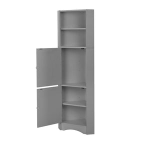 SONNI Badschrank Eckschrank mit 2 Ablagefächern, offenem Fach und verstellbarem Einlegeboden Badmöbel 36.5 x 36.5 x 155 cm Weiß