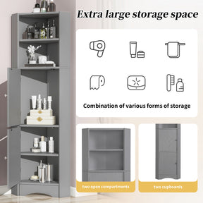 SONNI Badschrank Eckschrank mit 2 Ablagefächern, offenem Fach und verstellbarem Einlegeboden Badmöbel 36.5 x 36.5 x 155 cm Weiß