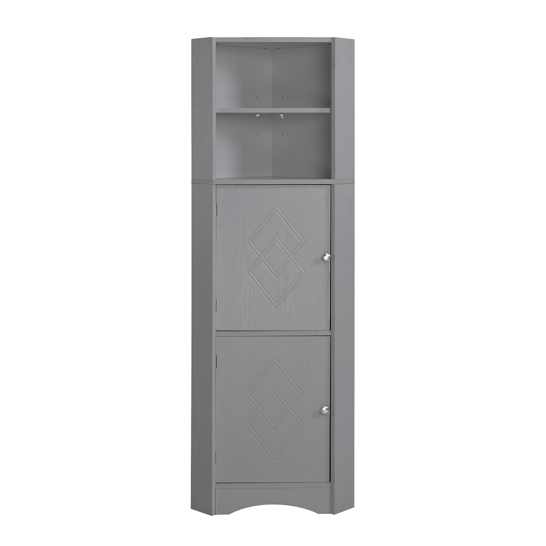SONNI Badschrank Eckschrank mit 2 Ablagefächern, offenem Fach und verstellbarem Einlegeboden Badmöbel 36.5 x 36.5 x 155 cm Weiß