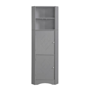 SONNI Badschrank Eckschrank mit 2 Ablagefächern, offenem Fach und verstellbarem Einlegeboden Badmöbel 36.5 x 36.5 x 155 cm Weiß