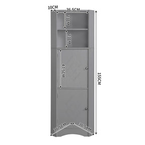 SONNI Badschrank Eckschrank mit 2 Ablagefächern, offenem Fach und verstellbarem Einlegeboden Badmöbel 36.5 x 36.5 x 155 cm Weiß