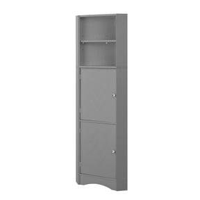 SONNI Badschrank Eckschrank mit 2 Ablagefächern, offenem Fach und verstellbarem Einlegeboden Badmöbel 36.5 x 36.5 x 155 cm Weiß