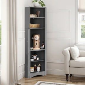 SONNI Badschrank Eckschrank mit 2 Ablagefächern, offenem Fach und verstellbarem Einlegeboden Badmöbel 36.5 x 36.5 x 155 cm Weiß