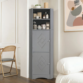 SONNI Badschrank Eckschrank mit 2 Ablagefächern, offenem Fach und verstellbarem Einlegeboden Badmöbel 36.5 x 36.5 x 155 cm Weiß
