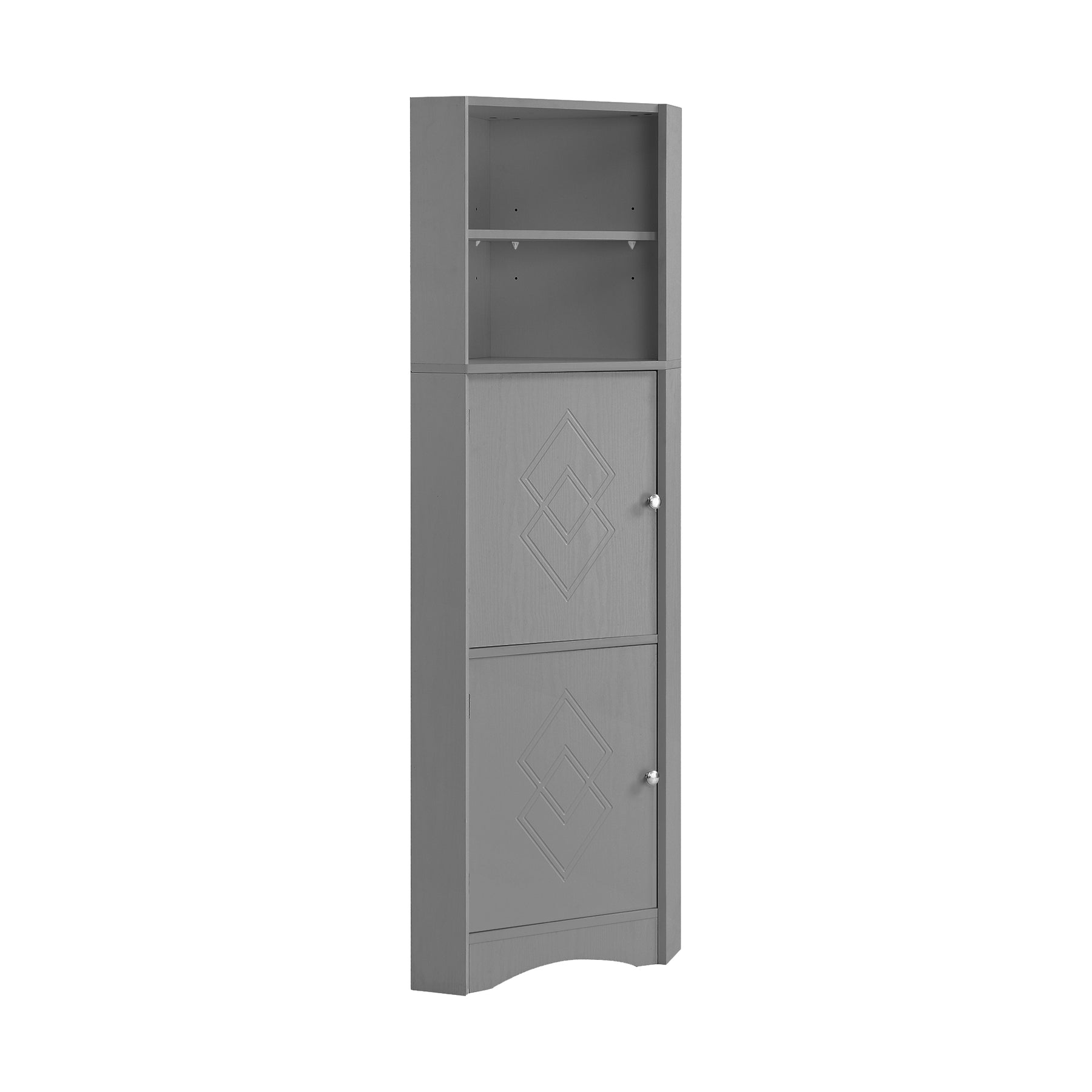 SONNI Badschrank Eckschrank mit 2 Ablagefächern, offenem Fach und verstellbarem Einlegeboden Badmöbel 36.5 x 36.5 x 155 cm Weiß