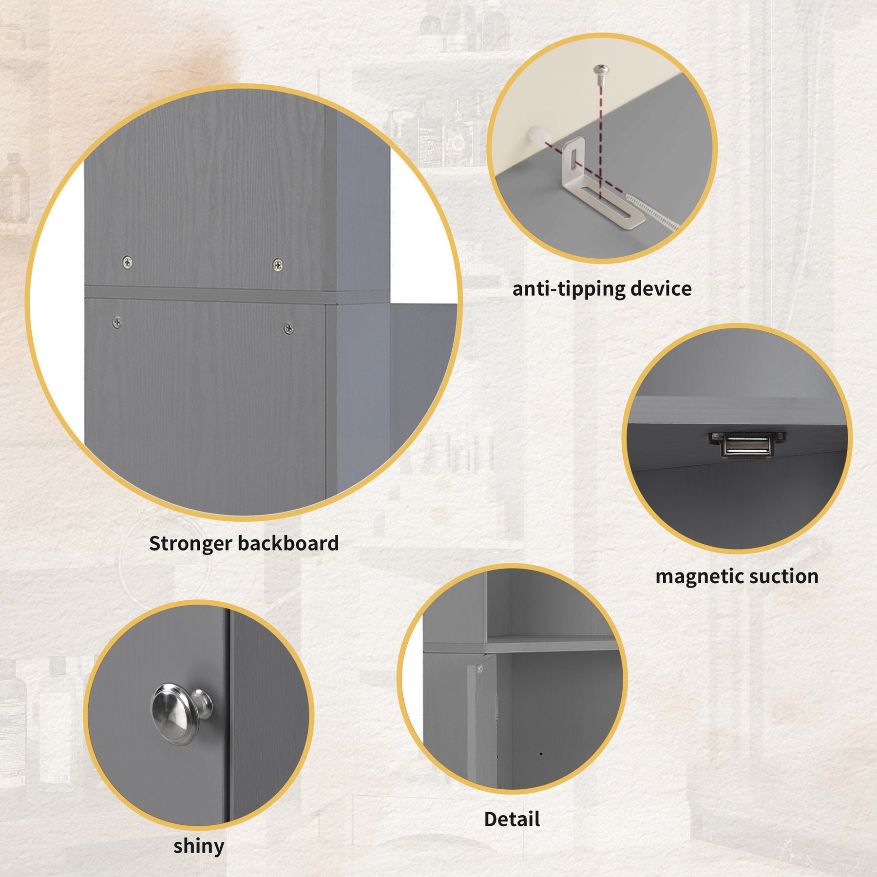 SONNI Badschrank Eckschrank mit 2 Ablagefächern, offenem Fach und verstellbarem Einlegeboden Badmöbel 36.5 x 36.5 x 155 cm Weiß