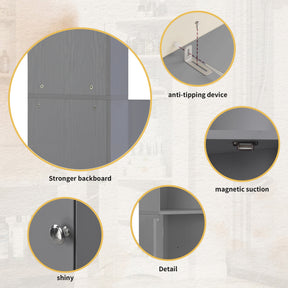 SONNI Badschrank Eckschrank mit 2 Ablagefächern, offenem Fach und verstellbarem Einlegeboden Badmöbel 36.5 x 36.5 x 155 cm Weiß