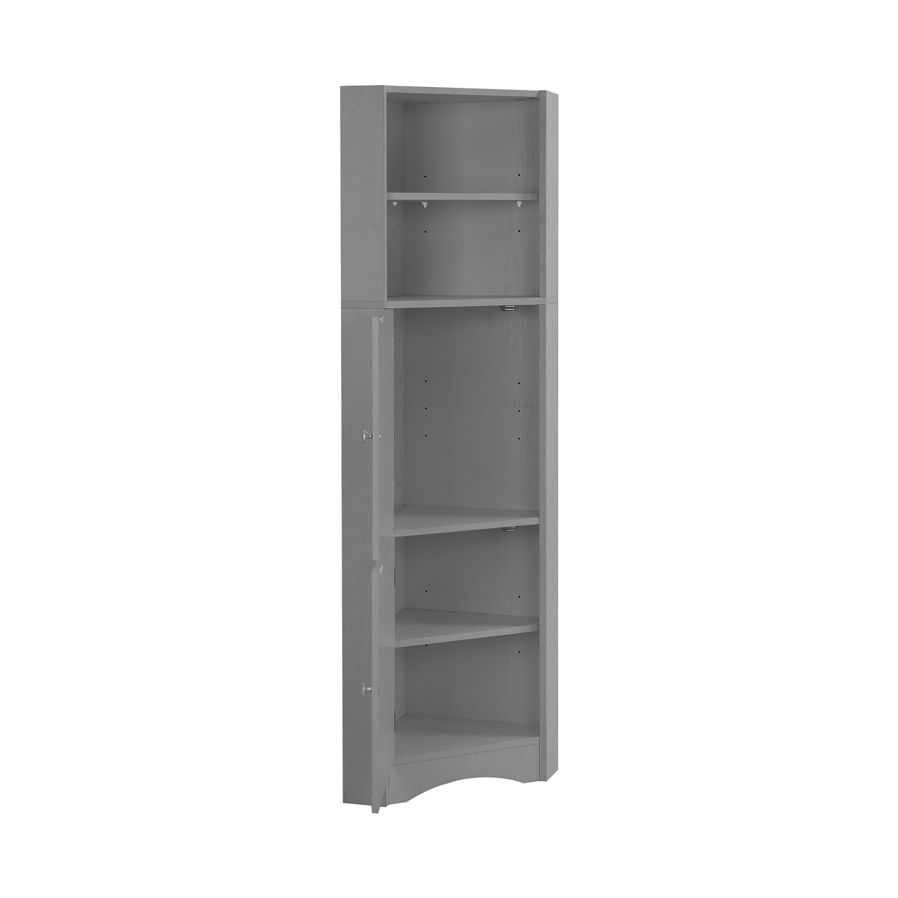 SONNI Badschrank Eckschrank mit 2 Ablagefächern, offenem Fach und verstellbarem Einlegeboden Badmöbel 36.5 x 36.5 x 155 cm Weiß
