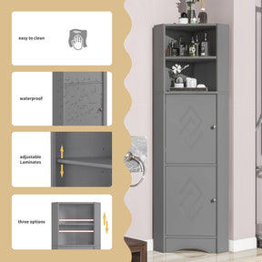 SONNI Badschrank Eckschrank mit 2 Ablagefächern, offenem Fach und verstellbarem Einlegeboden Badmöbel 36.5 x 36.5 x 155 cm Weiß