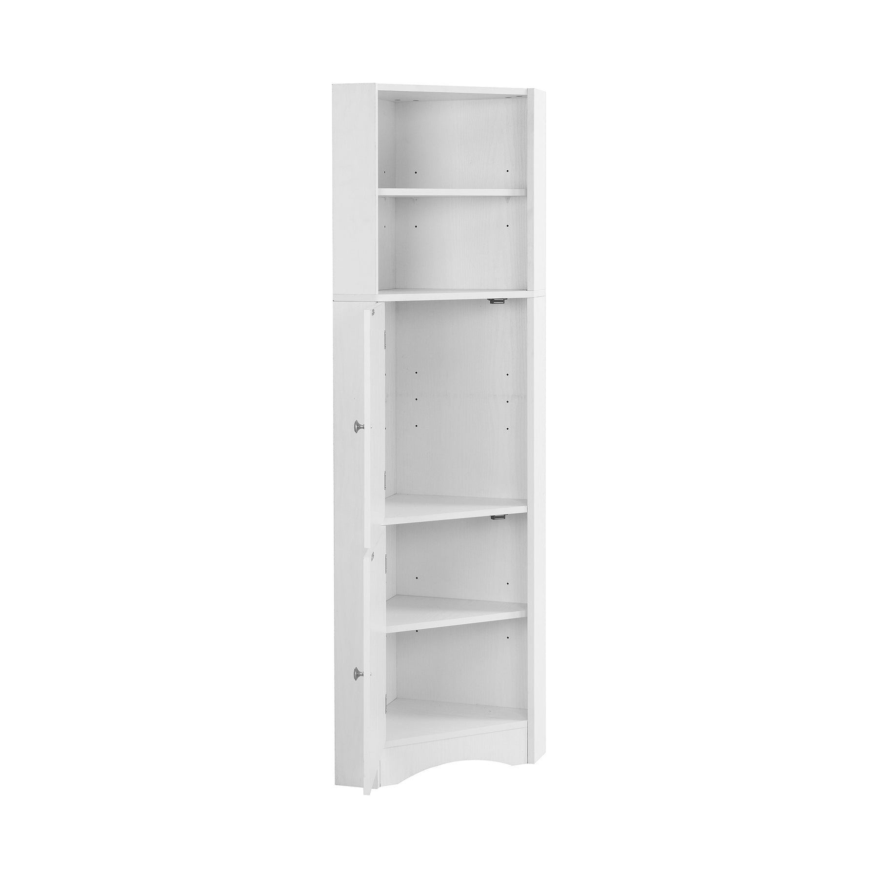 SONNI Badschrank Eckschrank mit 2 Ablagefächern, offenem Fach und verstellbarem Einlegeboden Badmöbel 36.5 x 36.5 x 155 cm Weiß