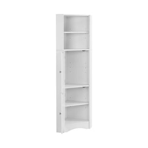 SONNI Badschrank Eckschrank mit 2 Ablagefächern, offenem Fach und verstellbarem Einlegeboden Badmöbel 36.5 x 36.5 x 155 cm Weiß