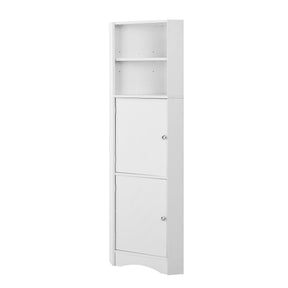 SONNI Badschrank Eckschrank mit 2 Ablagefächern, offenem Fach und verstellbarem Einlegeboden Badmöbel 36.5 x 36.5 x 155 cm Weiß