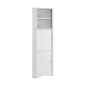 SONNI Badschrank Eckschrank mit 2 Ablagefächern, offenem Fach und verstellbarem Einlegeboden Badmöbel 36.5 x 36.5 x 155 cm Weiß