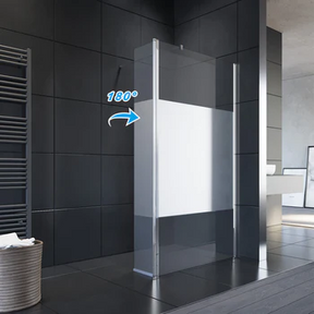 SONNI Walk In Dusche Duschabtrennung Duschwand Nano Milchglas(teilsatiniert) Glasstärke 8/10mm Breite 70-140cm