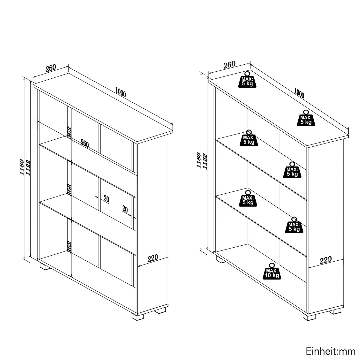 SONNI Badschrank mit LED-Sensoren,3 verstellbare Glasböden Badschrank mit 4 Kunststofffüßen 100 x 26 x 116 cm Weiß