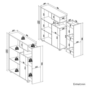 SONNI Badezimmerschrank mit LED-Sensor, Badschrank mit 3 Schubladen und linksseitigem Klappfach, Aufbewahrungsschrank 100 x 26 x 116 cm Weiß