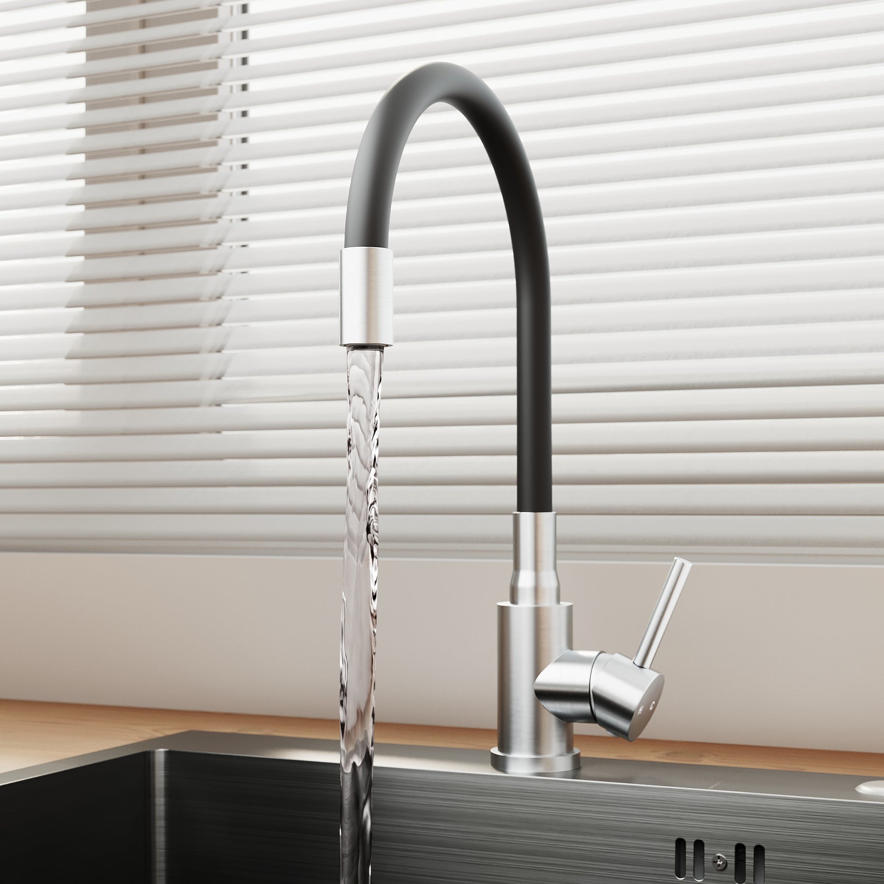 SONNI Küchenspüle Edelstahl mit Armatur Set, Spülbecken Schwarz 50 x 45 cm