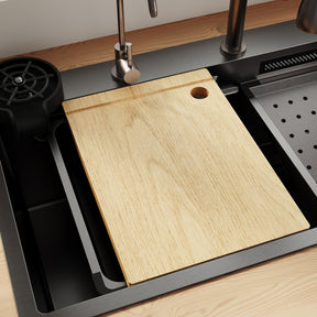 SONNI Spülbecken Einbauspüle Küchenspüle Waschbecken 304 SUS Edelstahl, Schwarz, 75/80×45×26 cm, Unterbauspüle mit 1 Becken, Abtropfkorb, Abfallsieb, Armatur, Schneidebrett, Tassenuntersetzer und Wasserfilterarmatur - Sonni Sanitär GmbH